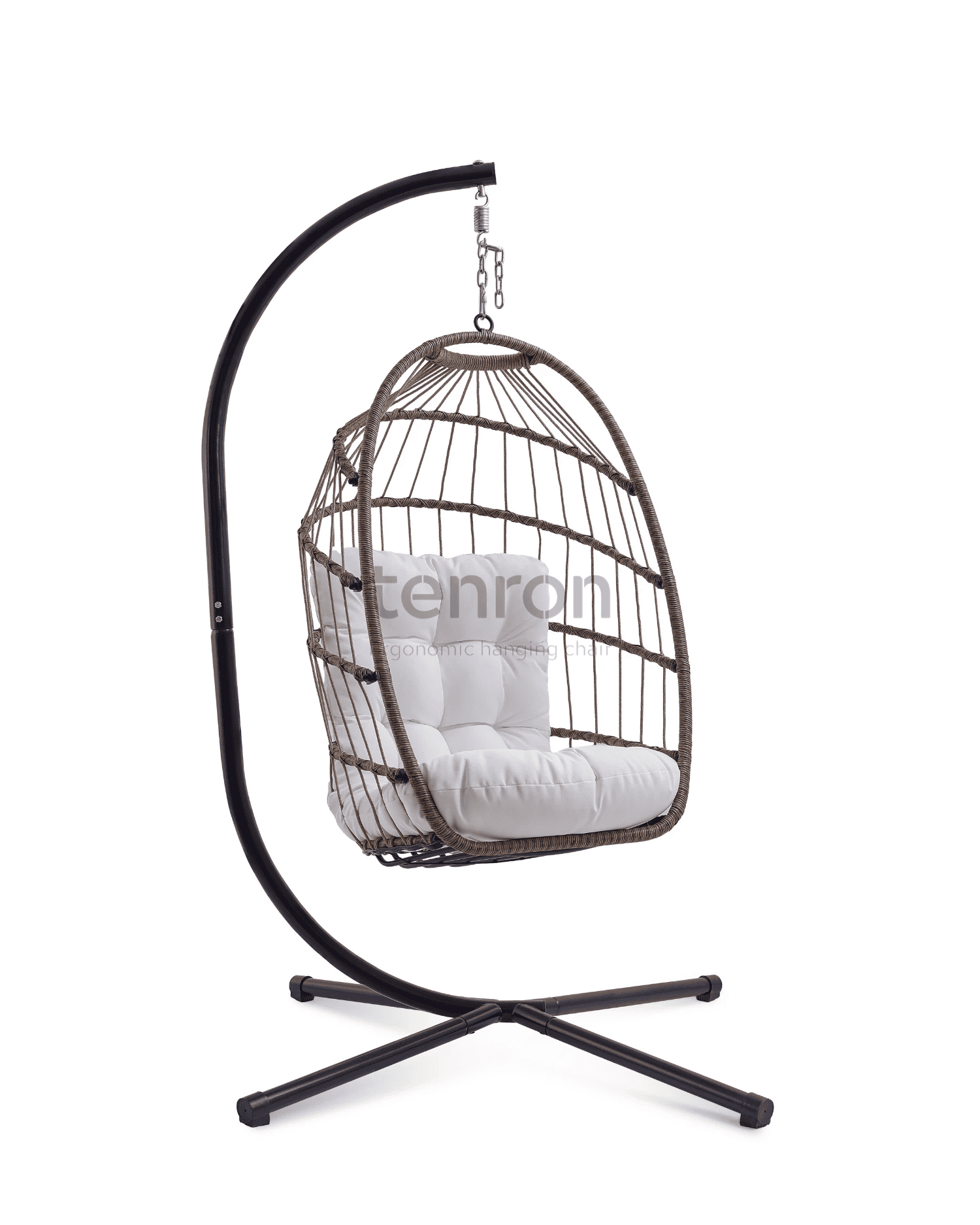 3 MALTA brown hanging chair with white cushion - 图片 1