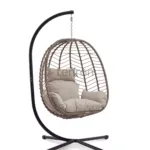 NOA brown hanging chair with khaki cushion