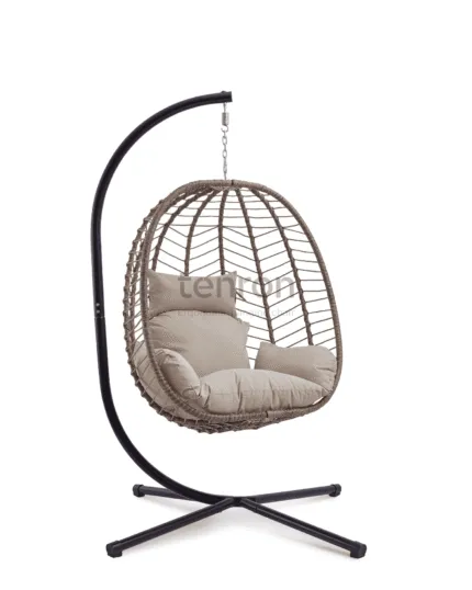 NOA brown hanging chair with khaki cushion
