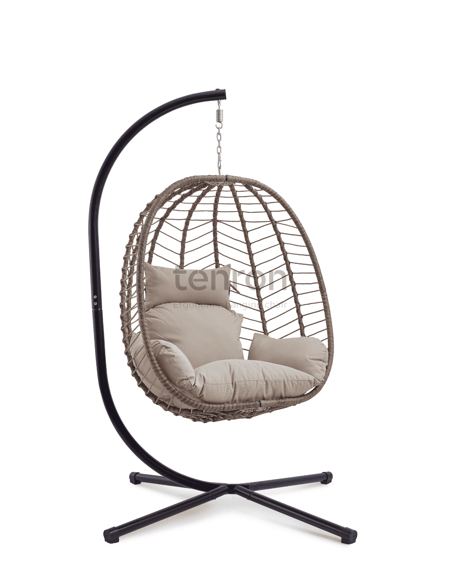 3 NOA brown hanging chair with khaki cushion - 图片 1