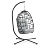 CHLOE black hanging chair with grey cushion