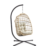 CHLOE natural hanging chair with sand cushion