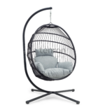 COCO black hanging chair with grey cushion