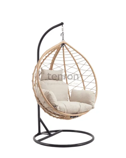 LEO natural hanging chair with sand cushion